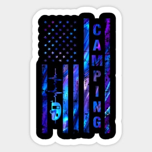 Camping America Flag Heartbeat Shirt Sticker